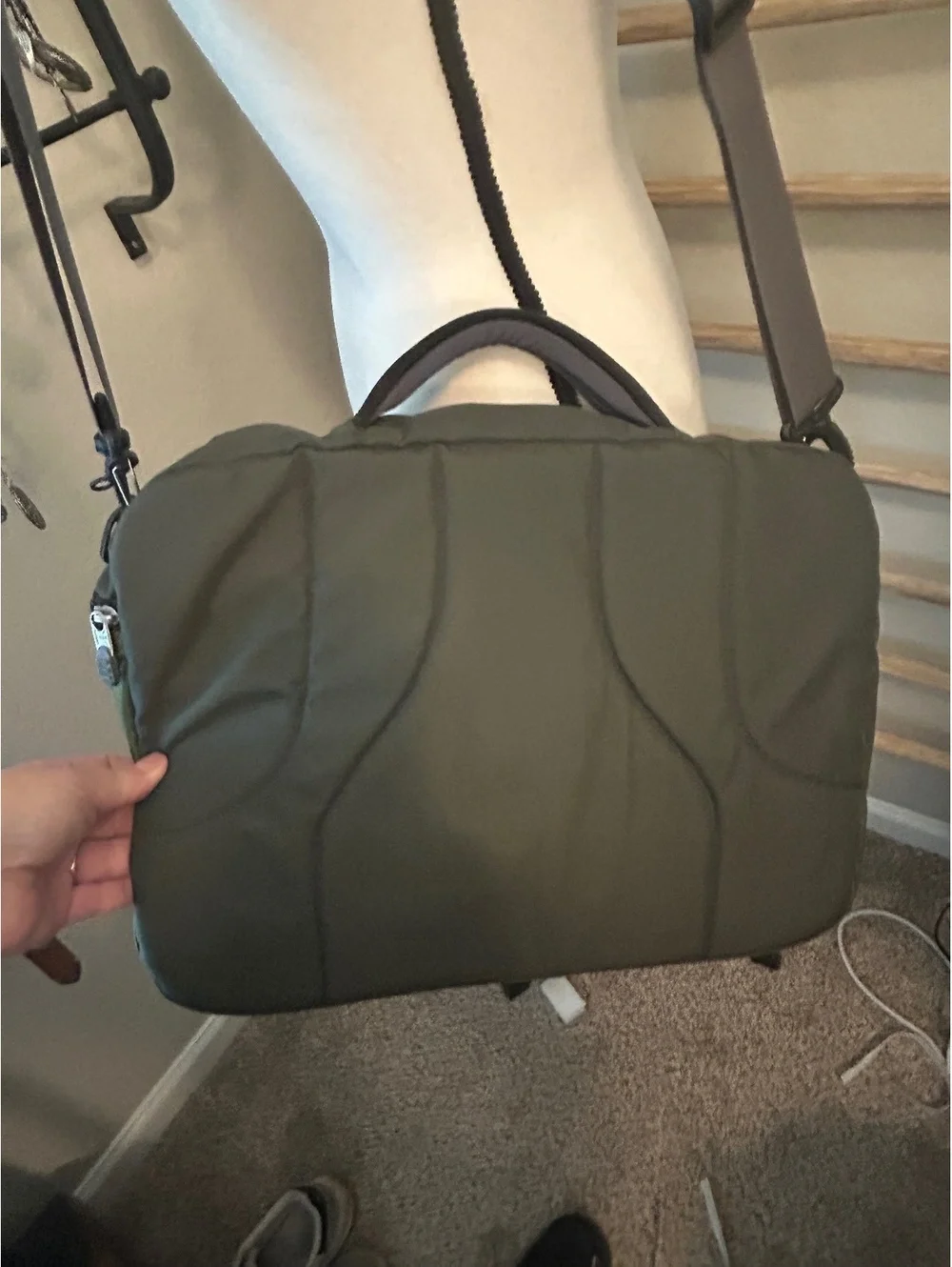 REI Green Nylon Messenger Shoulder Bag with Adjustable Strap